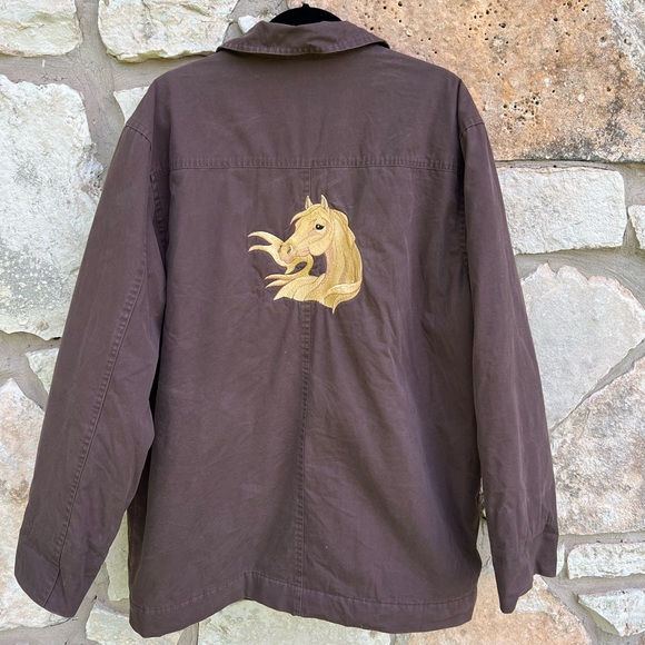 Chaps Barn Upcycled Brown Western Ranch Horse Jacket Large - Picture 3 of 10